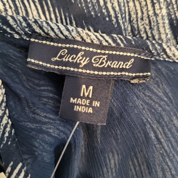 Lucky Brand Navy Blue Stripe Woven Keyhole Tank Top - Picture 7 of 10